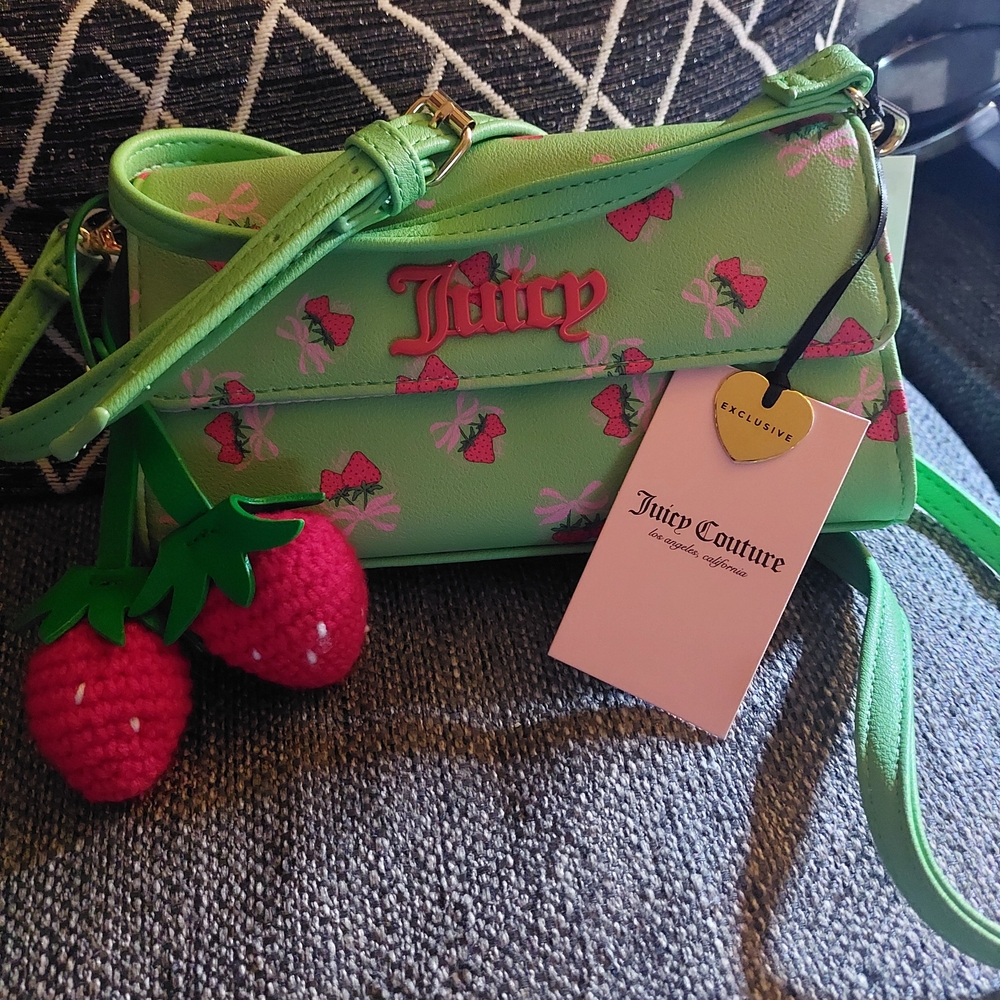Juicy Couture Green Strawberry Wallet Crossbody